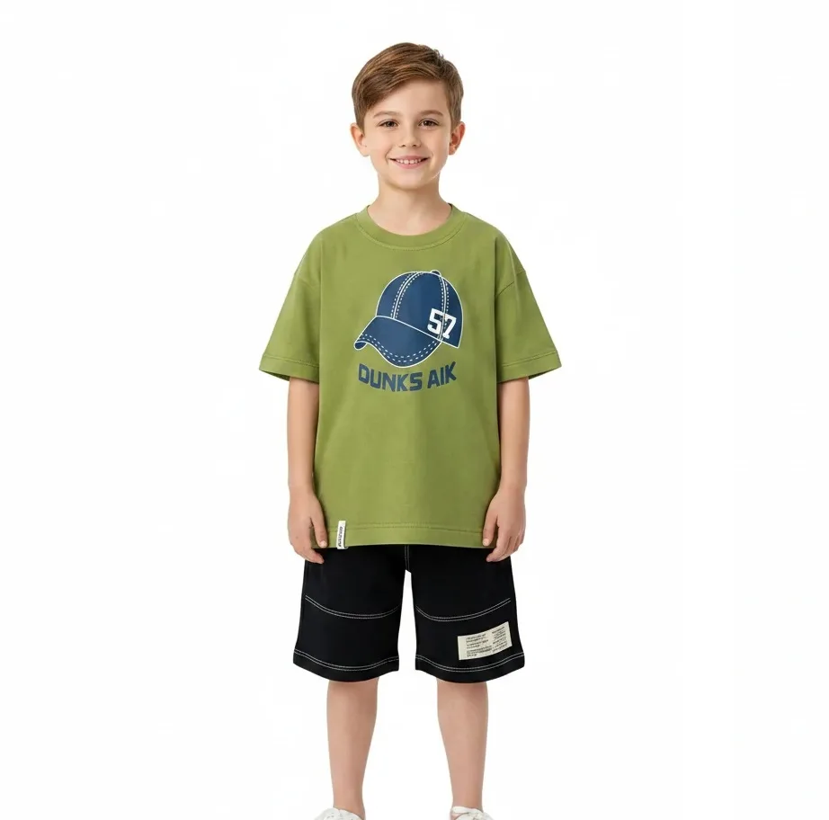 ست تیشرت آستین کوتاه و شلوارک راحتی پسرانه مدل DUNKS AIK