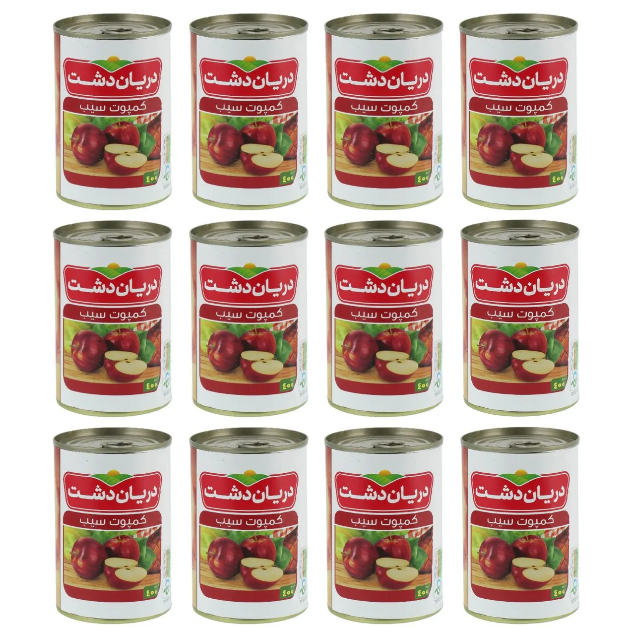 کمپوت سیب دریان دشت - 400 گرم بسته 12 عددی