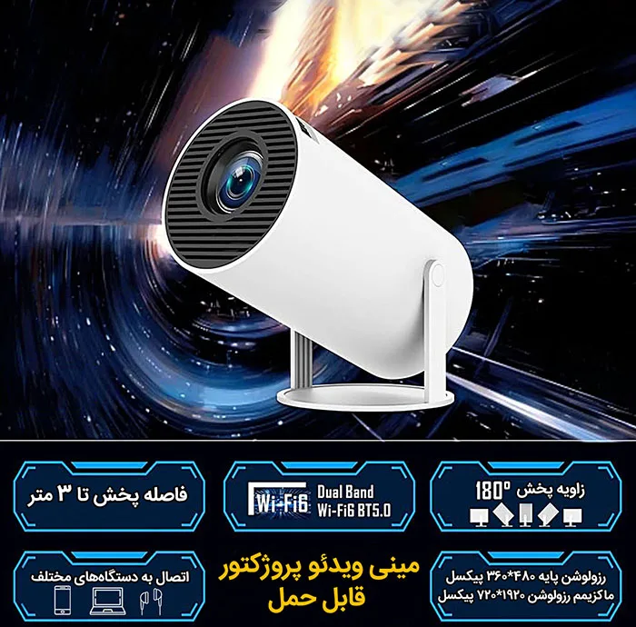 مینی ویدئو پروژکتور مدل P1400 با رزولوشن 360*480
