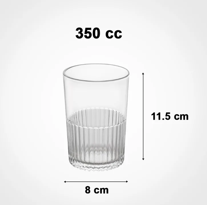 لیوان لیمون مدل شیاردار شیشه ای مجموعه 6 عددی