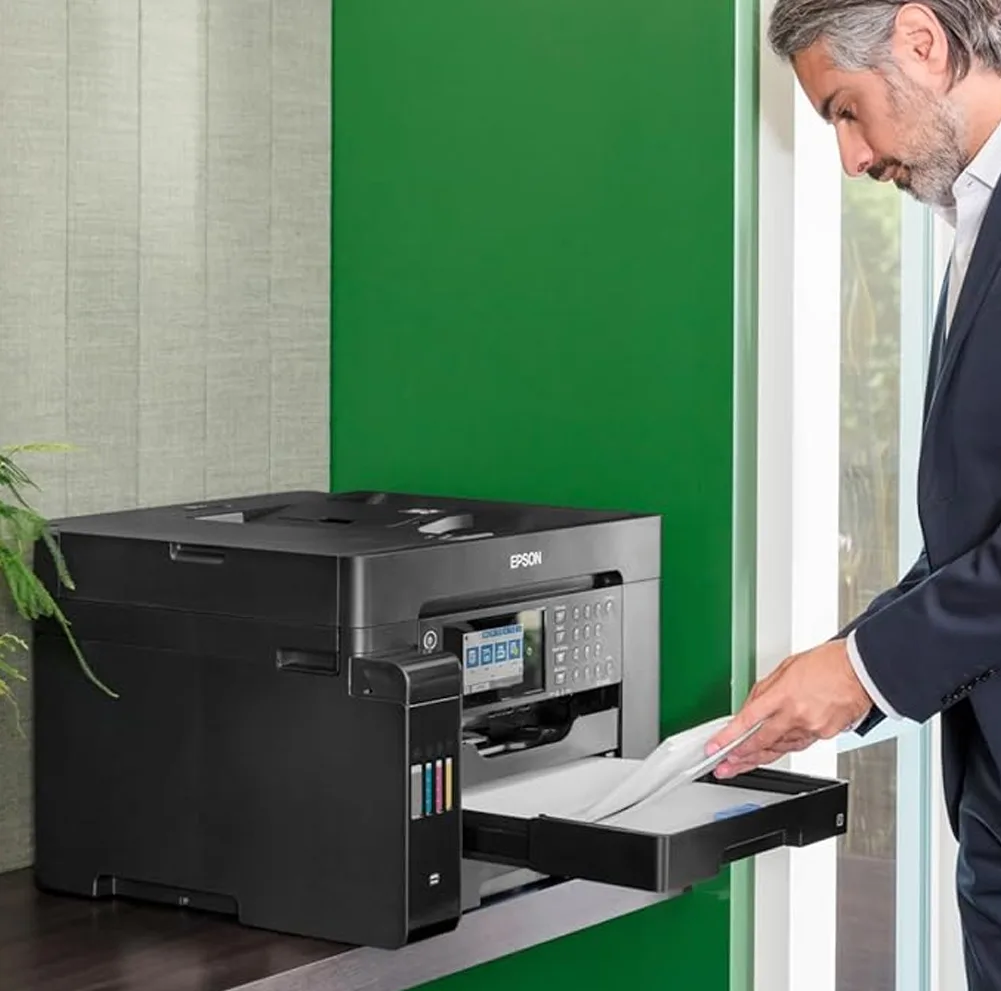 پرینتر جوهر افشان چندکاره رنگی اپسون مدل EcoTank L15150 با اتصال باسیم و بی‌سیم سایز چاپ A3+ با قابلیت چاپ دو رو