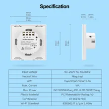کلید  لمسی هوشمند مدل TUYA 2 GANG WiFi & RF433MHZ