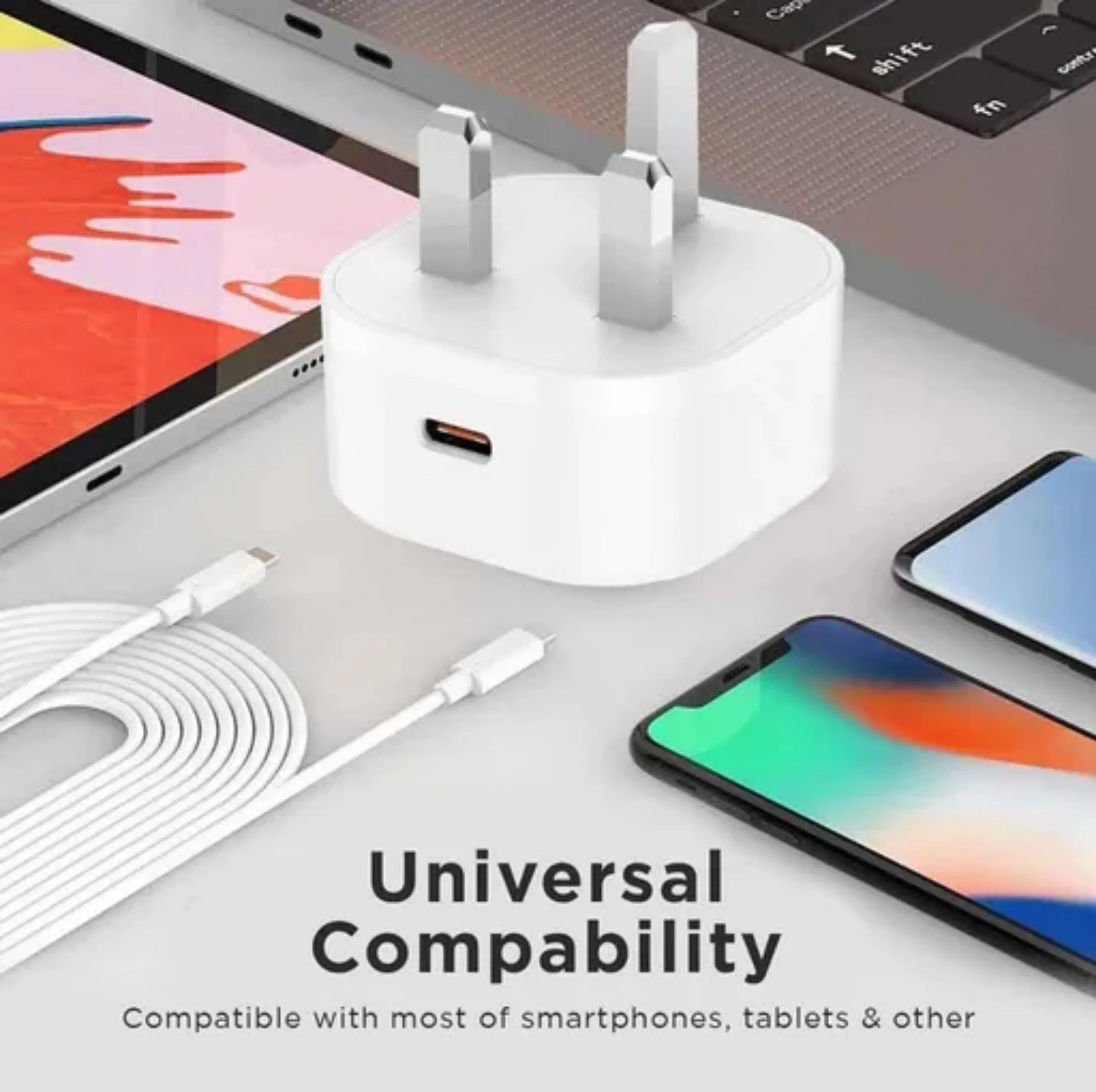 شارژر دیواری 20 وات بودی مدل AC361UTTWS به همراه کابل تبدیل USB-C