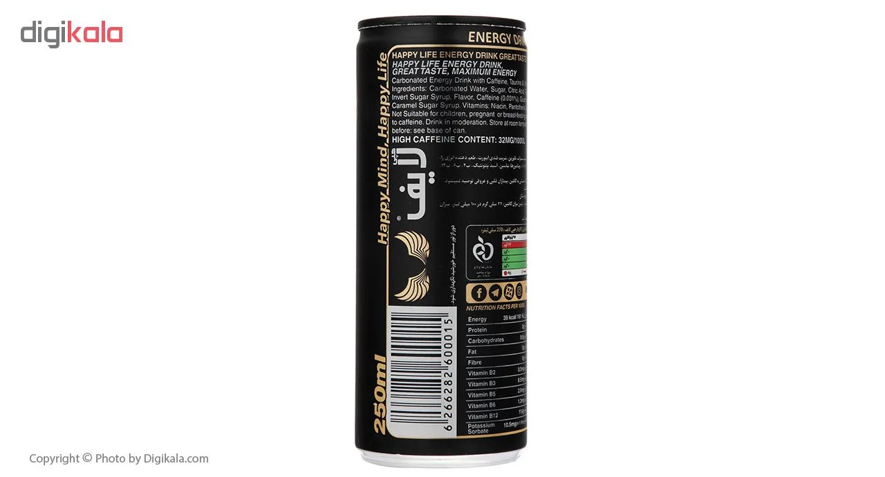 نوشابه انرژی زا هپی لایف - 250 میلی لیتر بسته 24 عددی