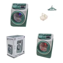 اسباب بازی ناب سل مدل ماشین لباسشویی چراغدار موزیکال کد WASHING MACHINE NAAB001 به همراه چوب لباسی و سبد لباس