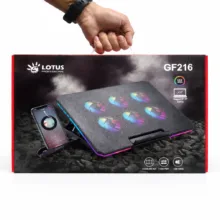 پایه خنک‌کننده لپ‌تاپ لوتوس مدل GF216-RGB-MOBILE STAND دارای شش عدد فن مناسب برای لپ تاپ‌های 14 تا 17 اینچی