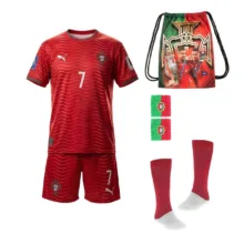ست 6 تکه لباس ورزشی پسرانه مدل تیم ملی پرتغال طرح رونالدو جام جهانی 2026
