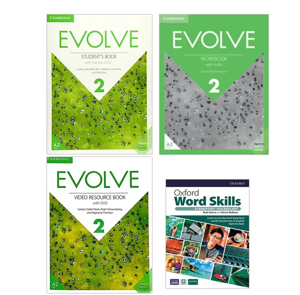 کتاب Evolve 2 و Oxford Word Skills Elementary 2nd اثر جمعی از نویسندگان انتشارات دانشگاه کمبریج 4 جلدی