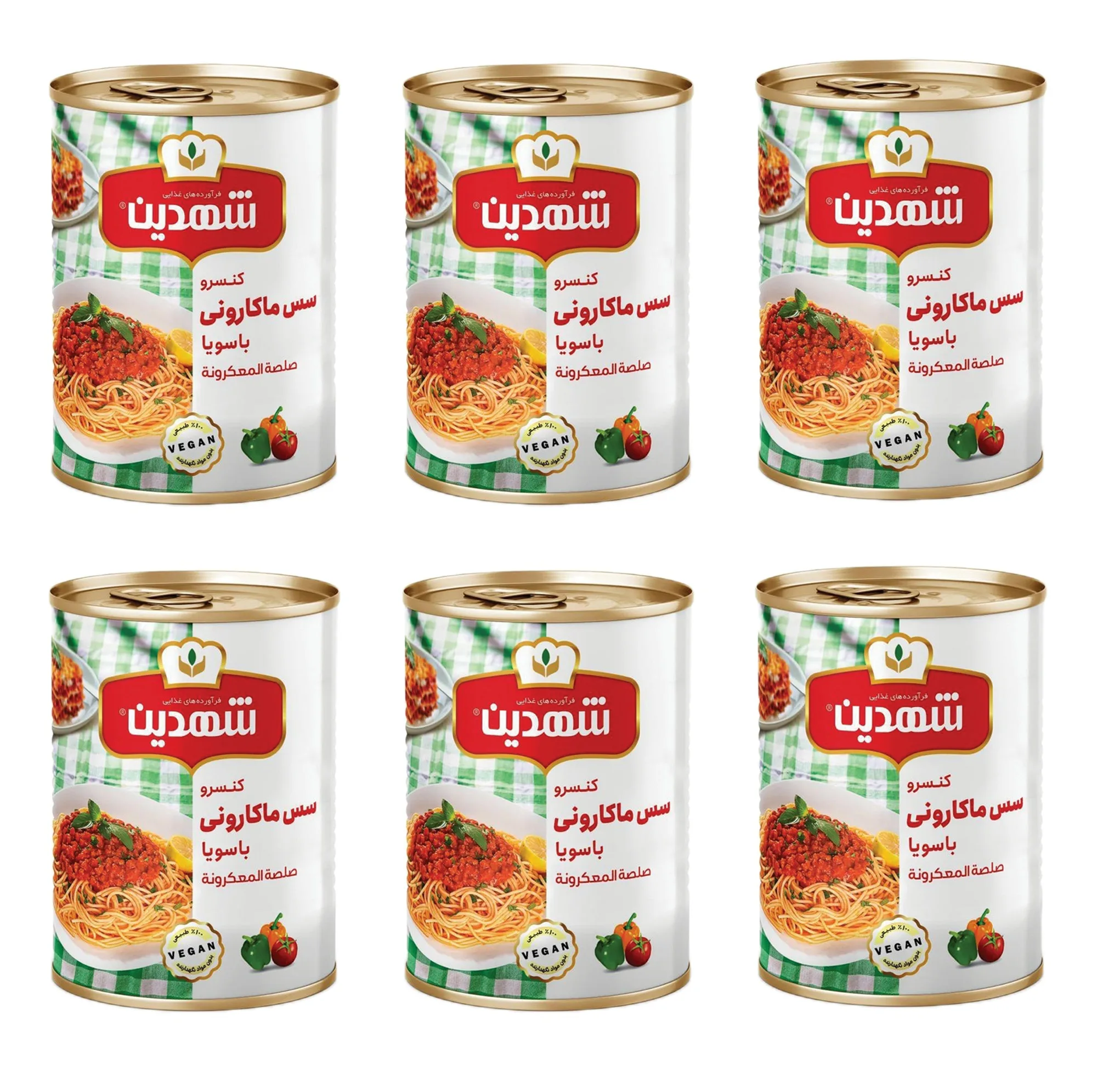 کنسرو سس ماکارونی با سویا شهدین - 370 گرم بسته 6 عددی