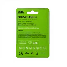 باتری لیتیومی دی بی کی مدل DBK Smart Green Life 18650 USB-C Rechargeable Li-ion 7400mWh ظرفیت 2000 میلی آمپر ساعت