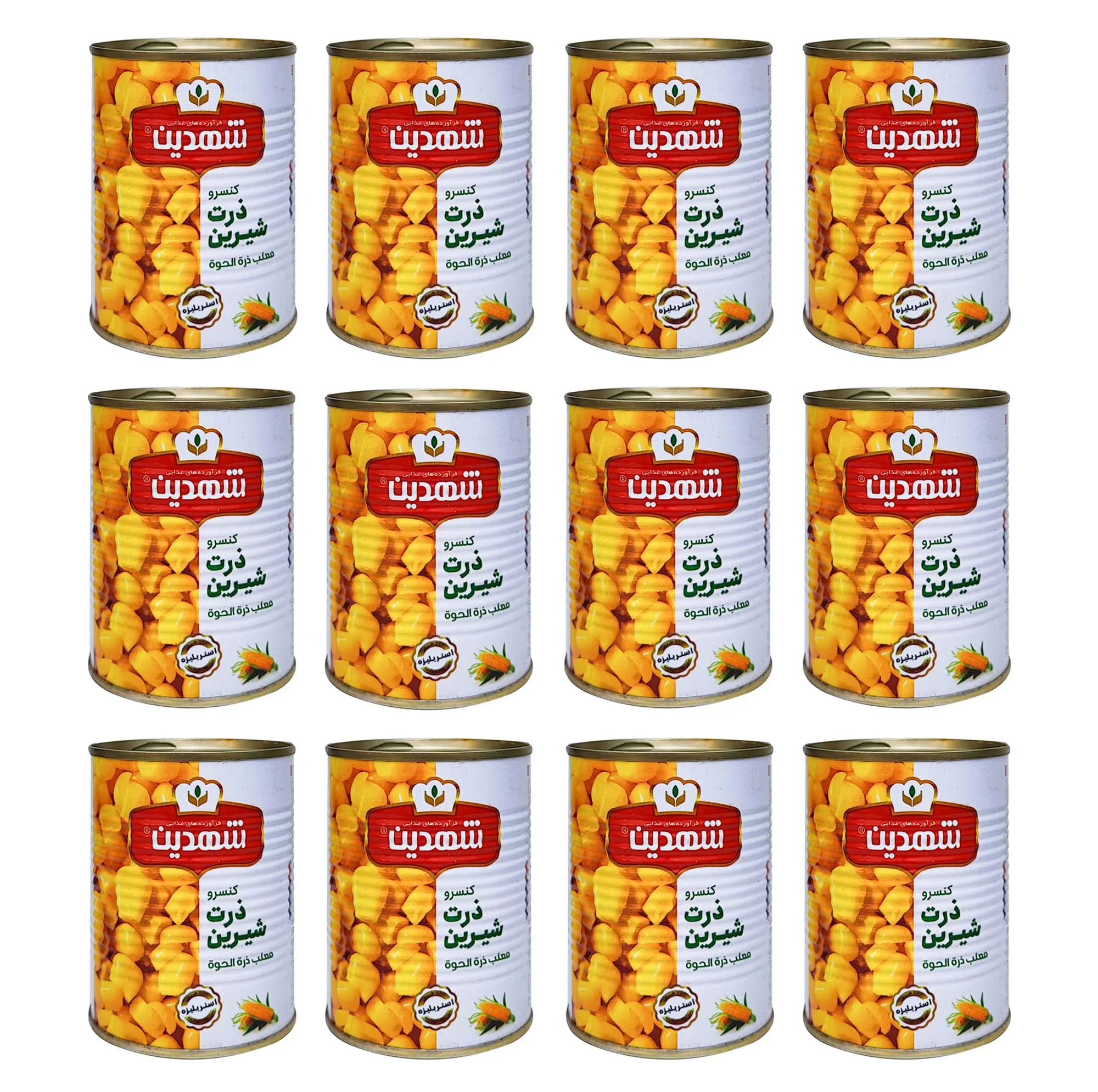 کنسرو ذرت شیرین شهدین - 370 گرم بسته 12 عددی