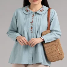 شومیز زنانه گل‌دار الیاف طبیعی مدل مهشید