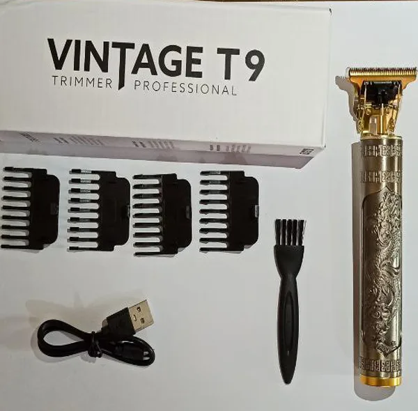 ماشین اصلاح موی سر و صورت شارژی مدل VINTAGE با تیغه استیل ضد زنگ، قابلیت اصلاح صفر و خط زن، باتری 800 میلی‌آمپر ساعت، پورت شارژ USB، طراحی ارگونومیک و چهار شانه اصلاح 1.5 تا 4 میلی‌متری