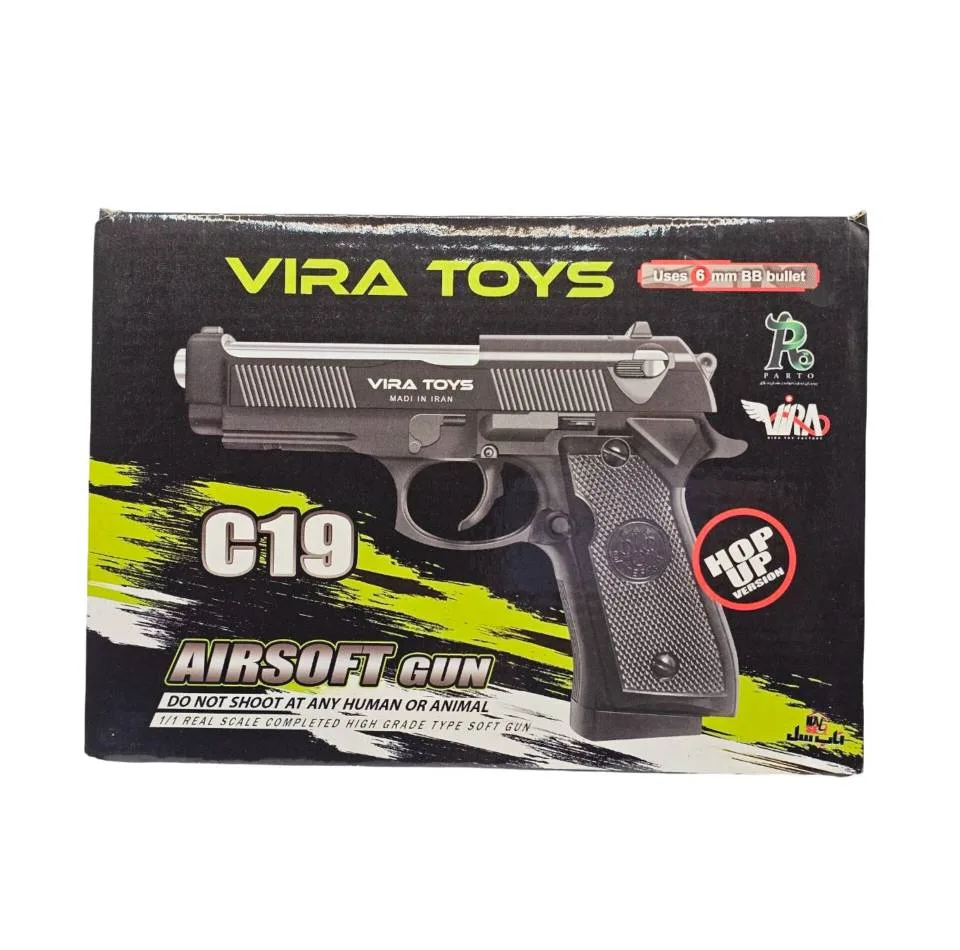 تفنگ بازی ناب سل مدل کلت خشاب خور C19 کد AIRSOFT GUN C19 مناسب برای نوجوانان