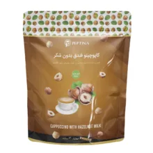 پودر کاپوچینو با طعم فندق بدون شکر و شیرین شده استویا پپتینا بسته 20 عددی