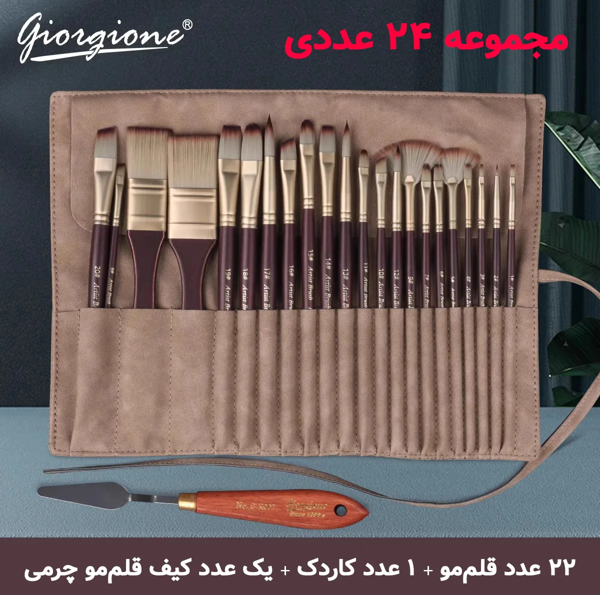 ست قلم مو جیورجیونی مدل Gio24 مجموعه 24 عددی