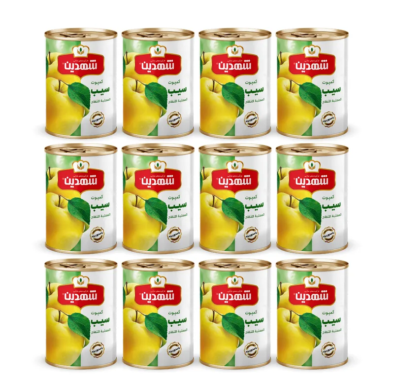 کمپوت سیب شهدین - 370 گرم بسته 12 عددی
