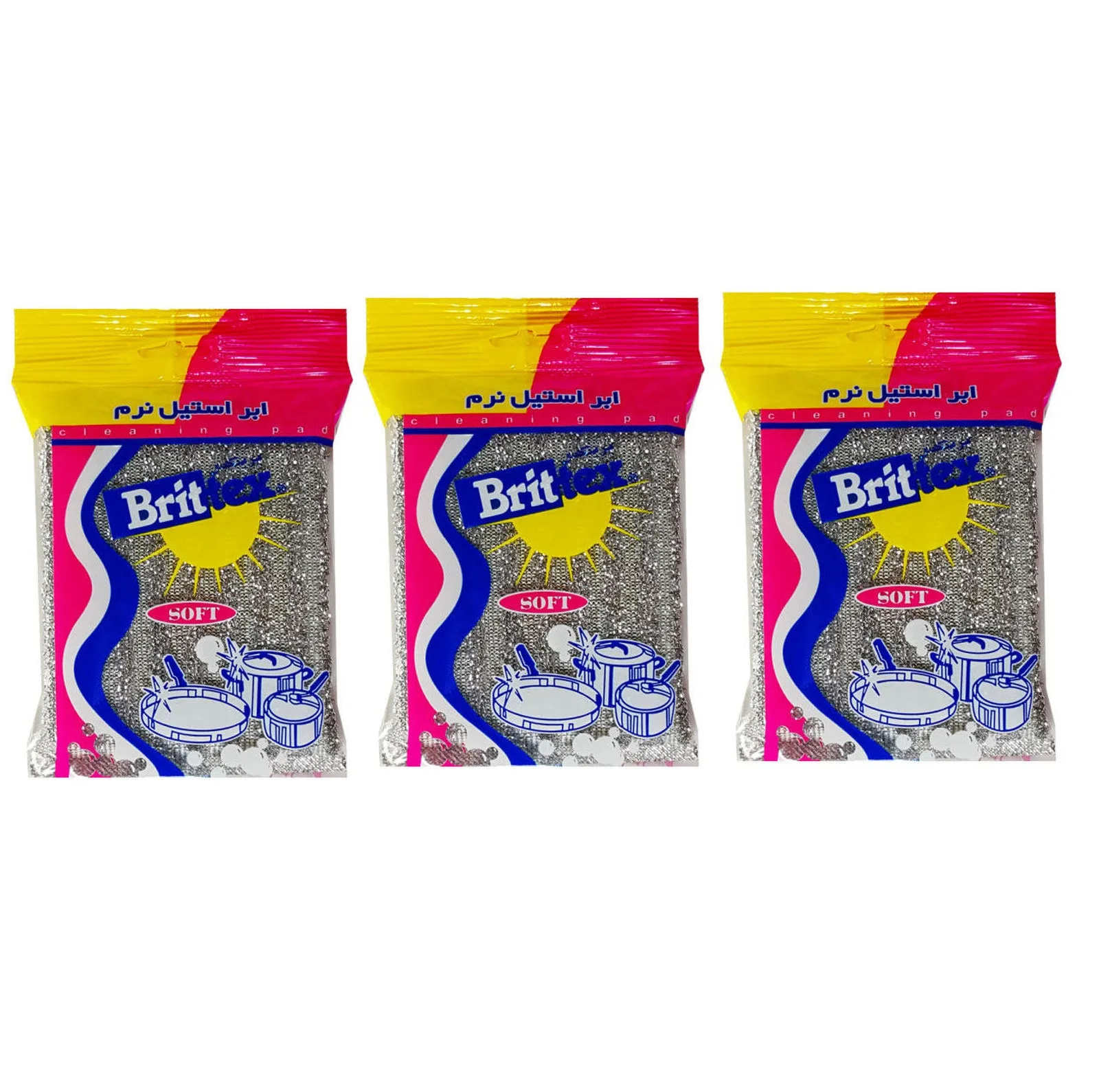 ابر ظرفشویی بریتکس مدل نرم بسته 3 عددی