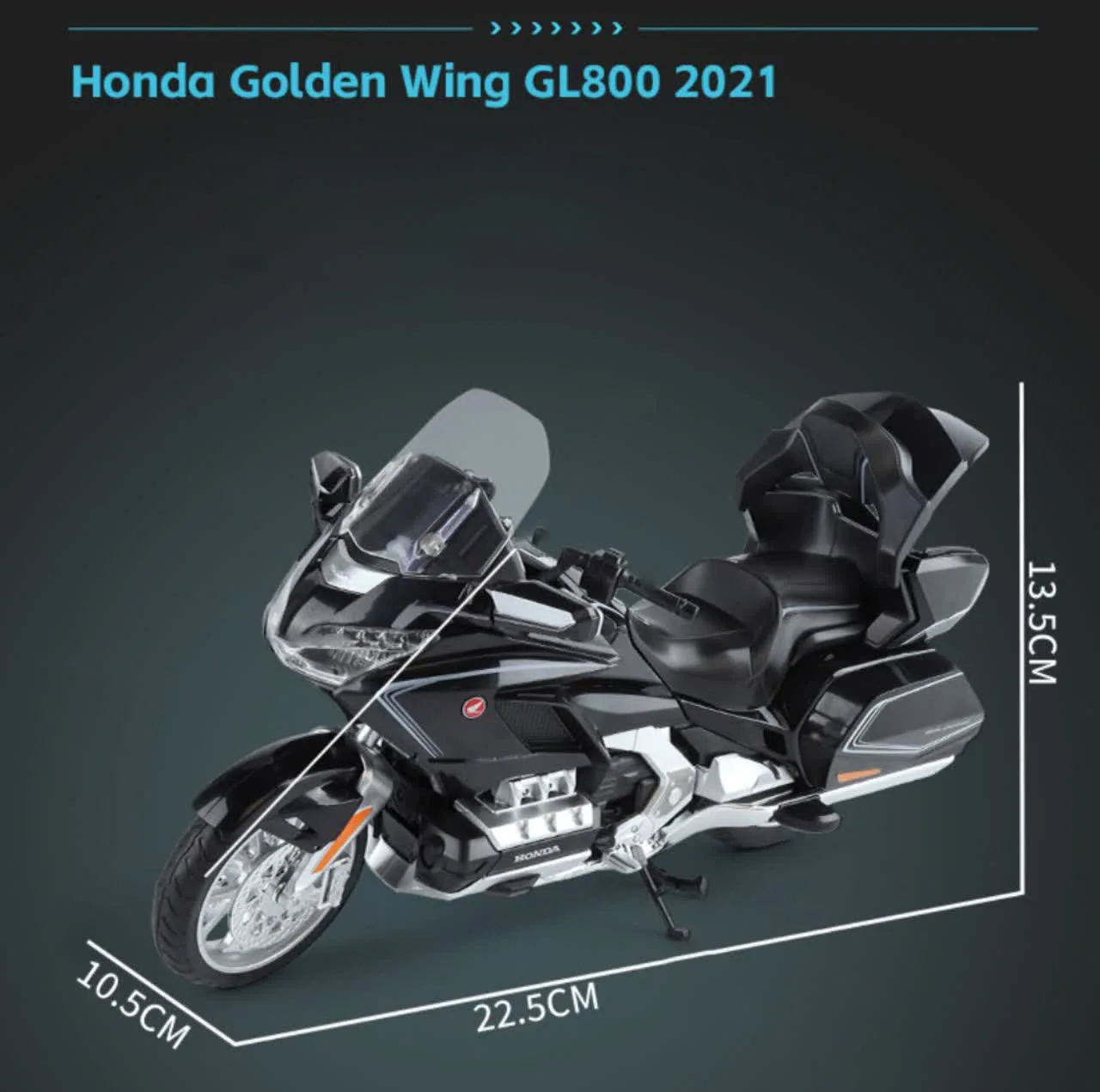 ماکت موتور بازی ناب سل مدل هوندا گلدوینگ فلزی چراغدار کد 1:11DIE CAST HONDA GL800 2021