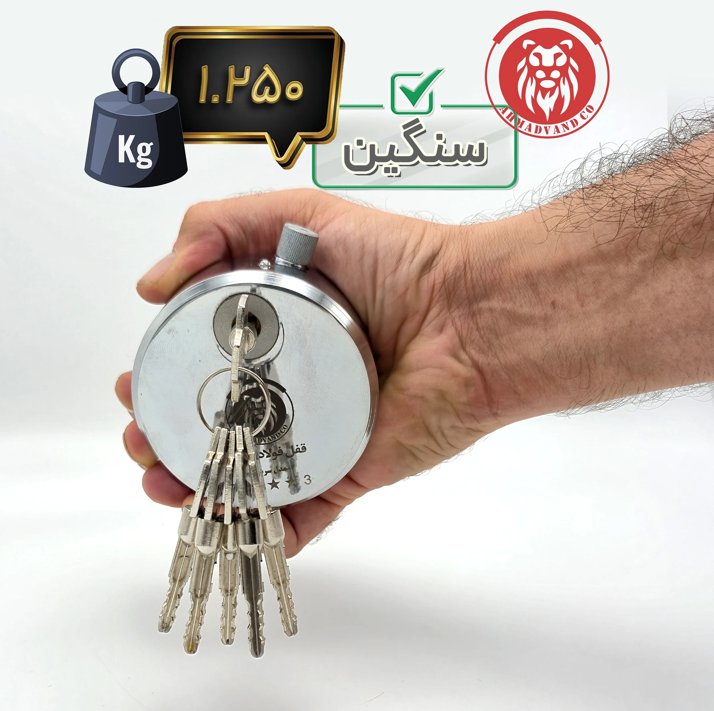 قفل فولادی آریا مدل SARDAAR سایز 80 میلیمتر