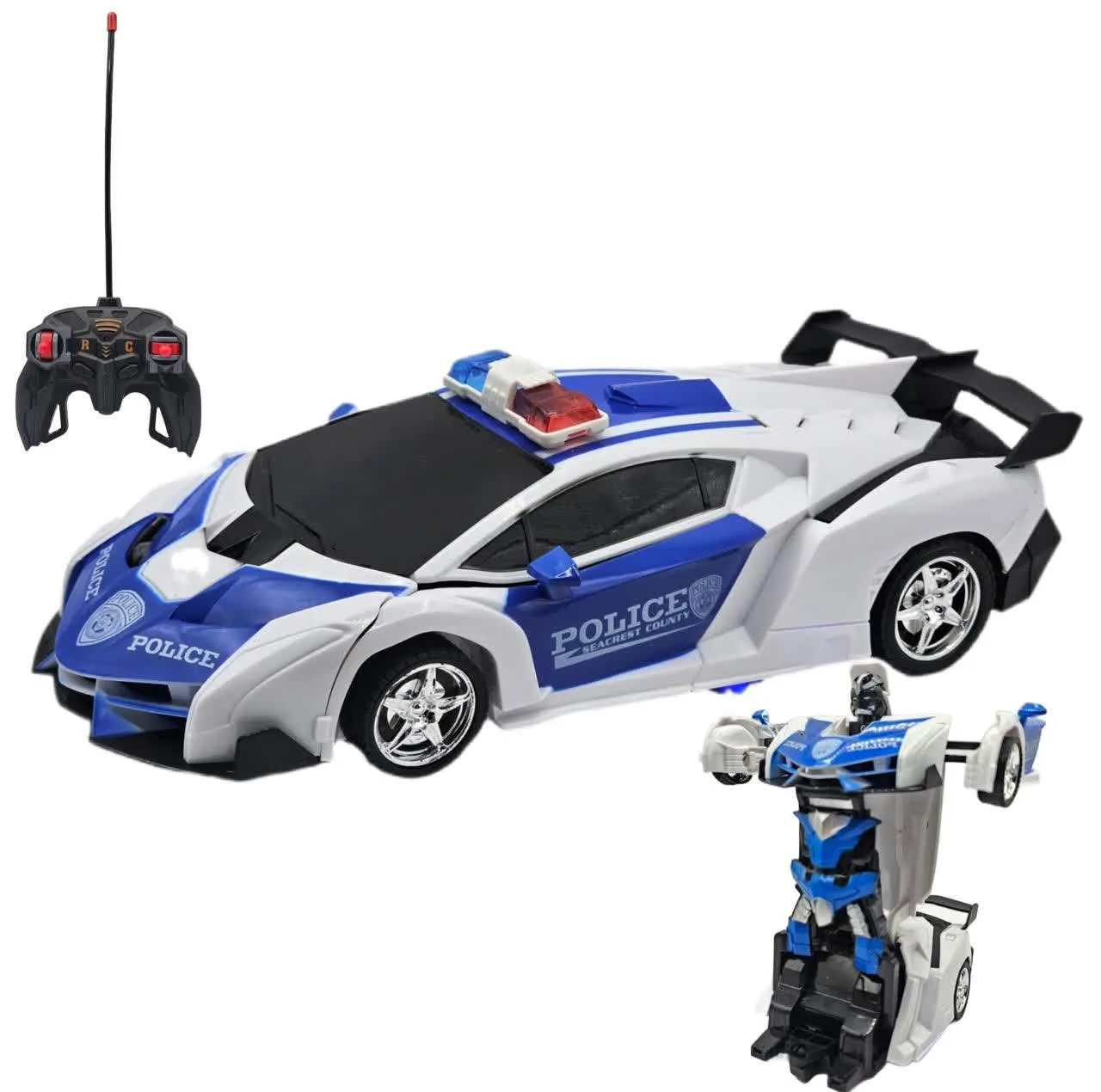 ماشین بازی کنترلی ناب سل مدل لامبورگینی پلیس تبدیل شونده شارژی چراغدار کد LAMBORGHINI REMOTE CONTROL DEFORMED CAR WITH LIGHT