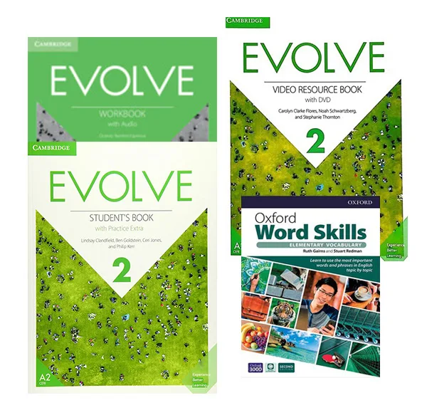 کتاب Evolve 2 و Oxford Word Skills Elementary 2nd اثر جمعی از نویسندگان انتشارات دانشگاه کمبریج 4 جلدی