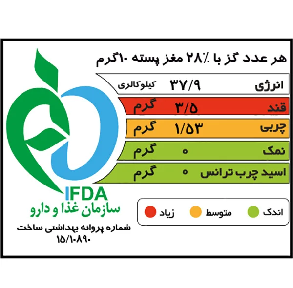 گز لقمه ای 28% پسته شیرین - 360 گرمی