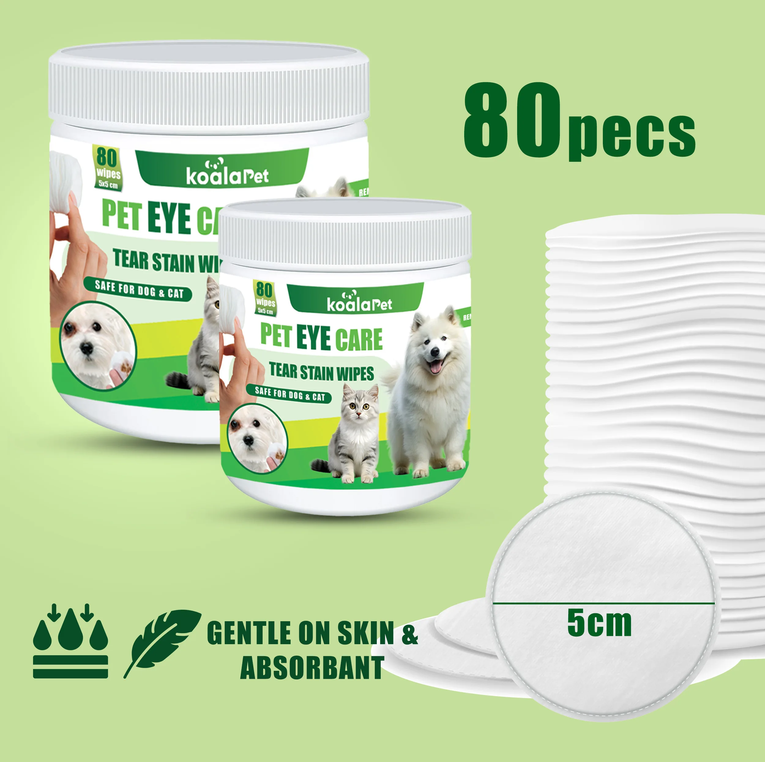 دستمال مرطوب سگ و گربه مخصوص گوش و اطراف چشم کوالاپت مدل  Wipes03 بسته دو عددی
