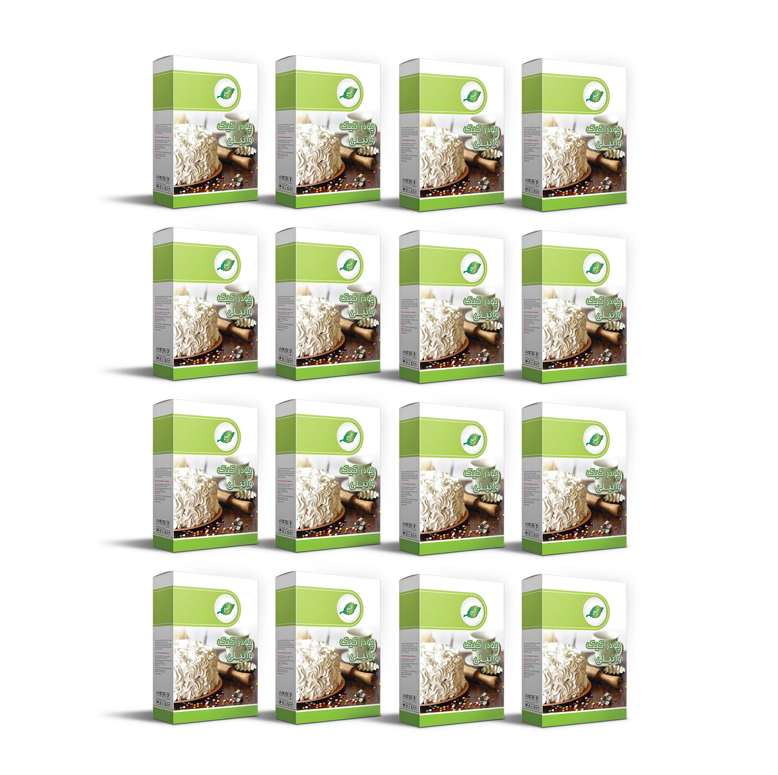 پودر کیک وانیل جمع - 500 گرم بسته 16 عددی