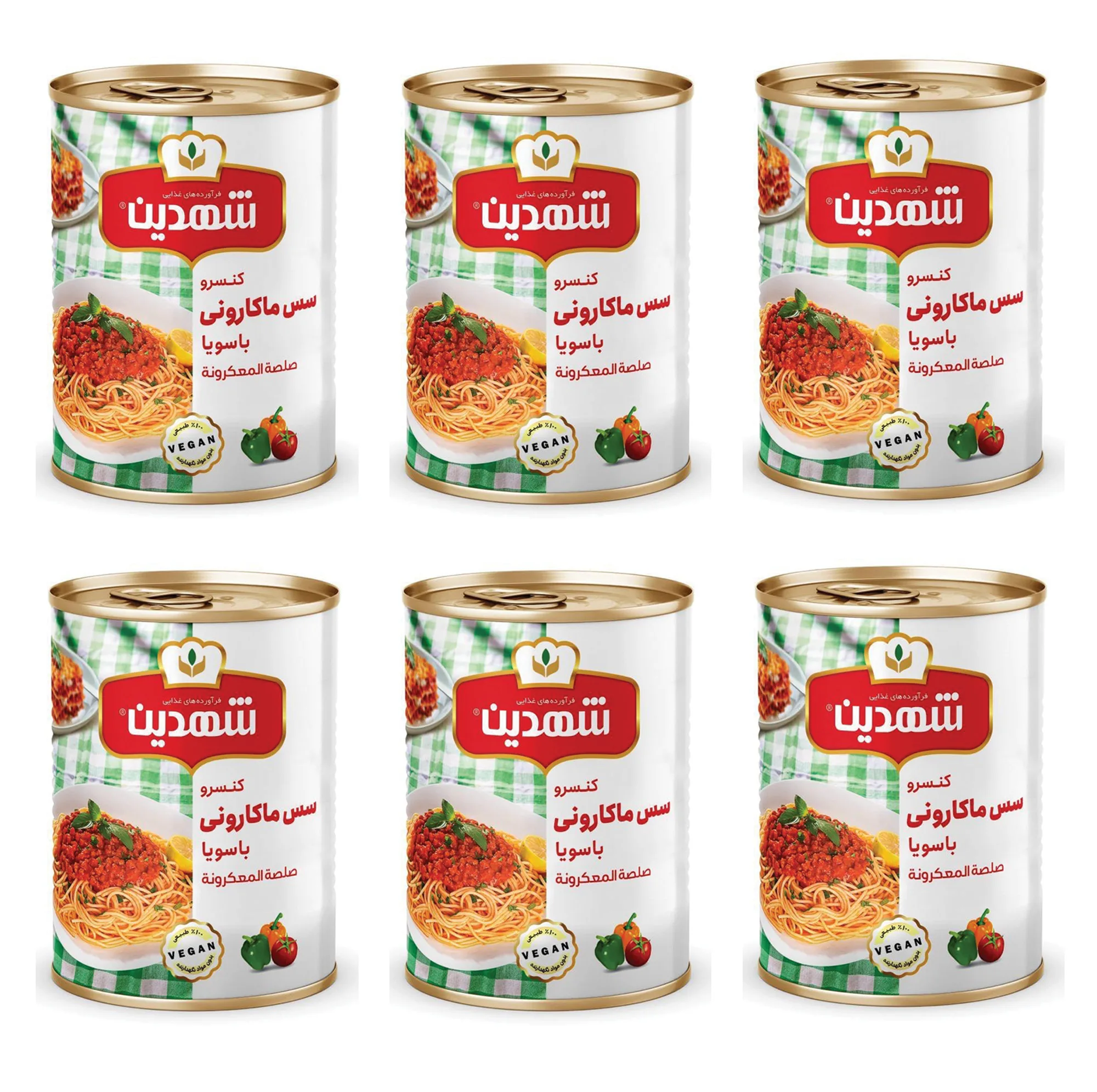 کنسرو سس ماکارونی با سویا شهدین - 370 گرم بسته 6 عددی