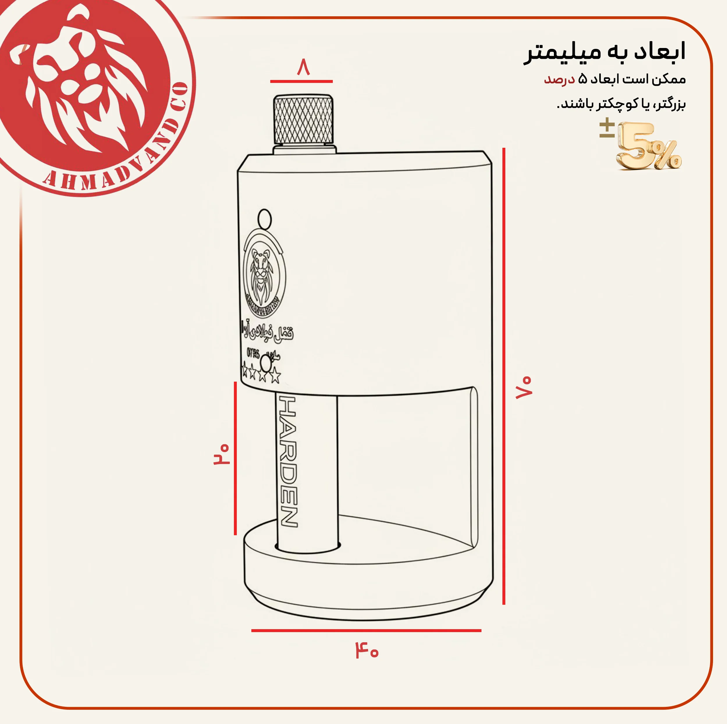 قفل آریا مدل فولادی نشکن کد ON سایز 70 میلی متر