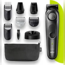ماشین اصلاح صورت و بدن شارژی براون مدل BT7350 ضدآب با فناوری AutoSense، تیغه‌های خودتیزشونده استیل ضدزنگ، باتری لیتیوم‌یون با 100 دقیقه کارکرد، شارژ سریع و تنظیم اصلاح با 39 شماره نیم‌میلی‌متری
