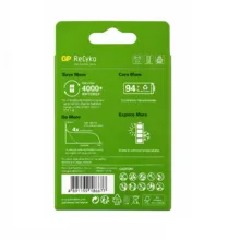 باتری شارژی نیم قلمی جی پی مدل GP AAA REACHARGABLE 650mAh بسته 2 عددی