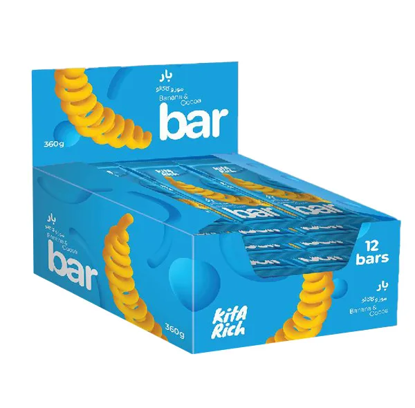 بار غلات با طعم موز و روکش کاکائو تلخ کیتاریچ - 30 گرم بسته 12 عددی
