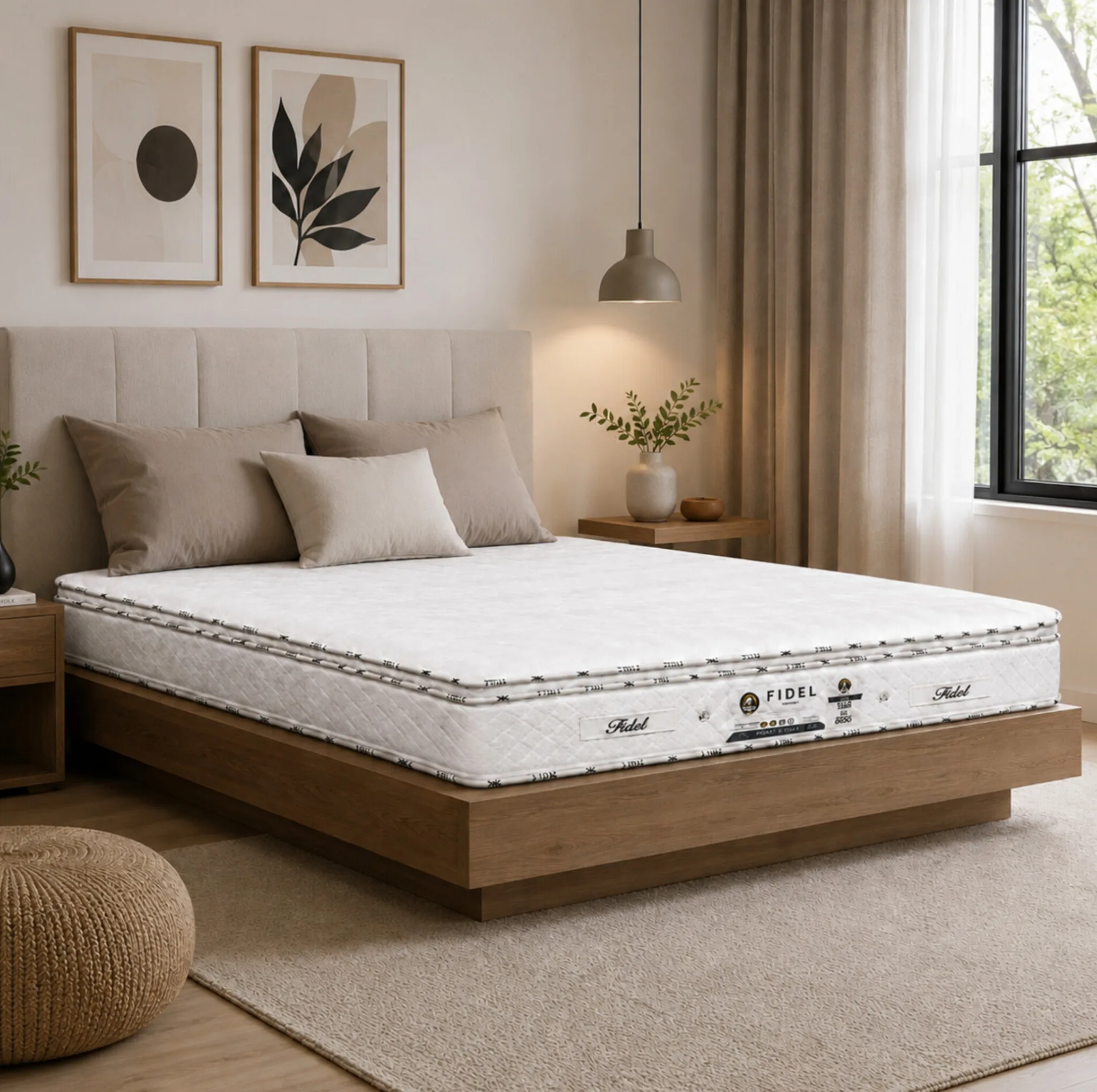 تشک سوپر طبی فنری فیدل مدل آسوده پلاس دو نفره سایز 140×200 سانتی‌متر