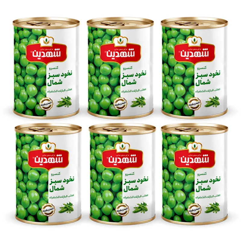 کنسرو نخود سبز شهدین - 370 گرم بسته 6 عددی
