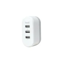 شارژر دیواری 12 وات سه پورت بودی مدل M8J312EM به همراه کابل تبدیل USB-A به Micro-USB و USB-A  به لایتنینگ