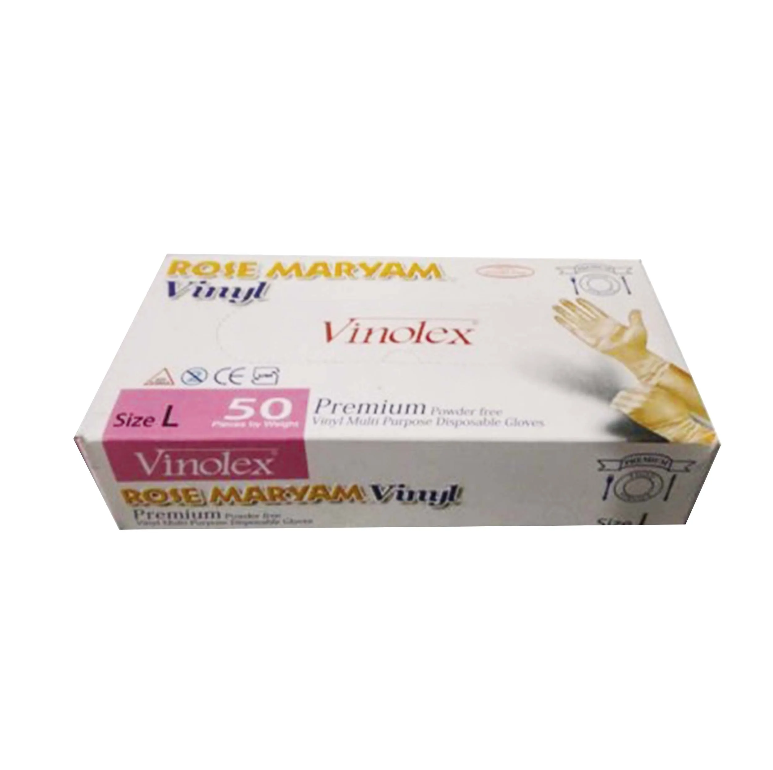 دستکش یکبار مصرف رزمریم مدل VINOLEX بسته 50 عددی