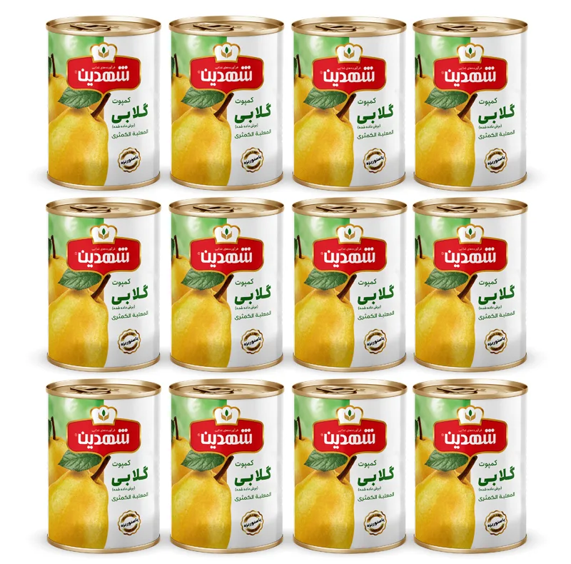 کمپوت گلابی شهدین - 370 گرم بسته 12 عددی
