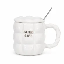 ماگ طرح پفکی مدل سرامیکی درب دار Good Life