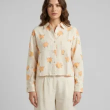 کراپ شومیز زنانه مدل Peach flowers