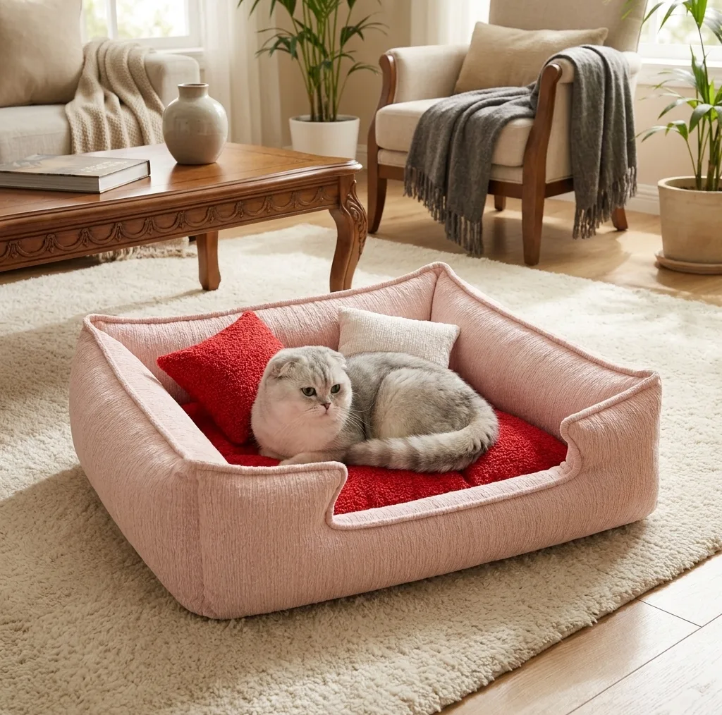 جای خواب سگ و گربه مدل لوکس دو رو تدی و شنل آشیان