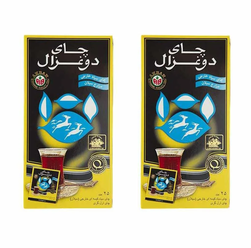 چای کیسه ای ارل گری دو غزال -180 گرم مجموعه 2 عددی
