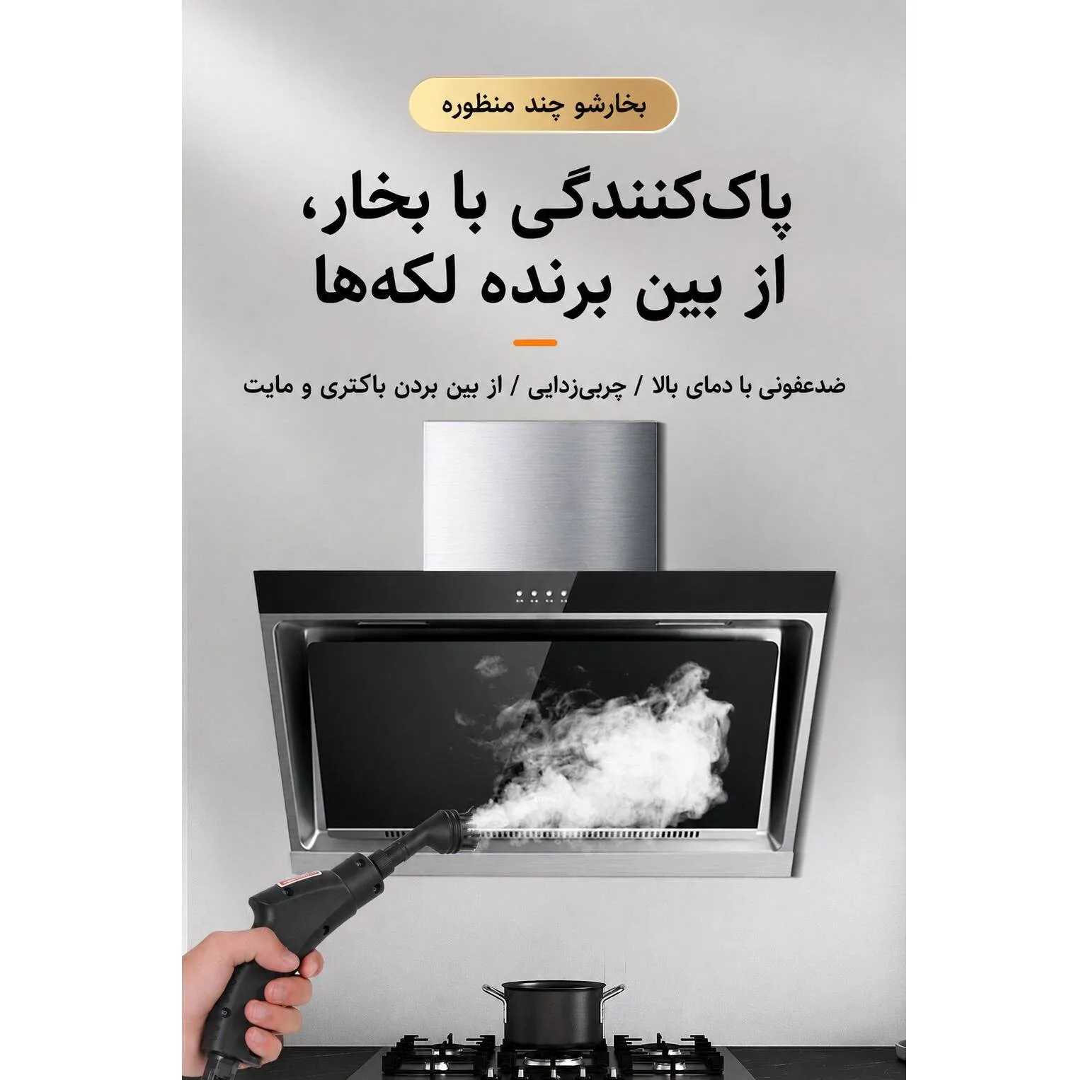 بخار شو 2500 وات 1.2 لیتری مدل چندکاره مخزن دار به همراه 12 عدد سری قابل تعویض
