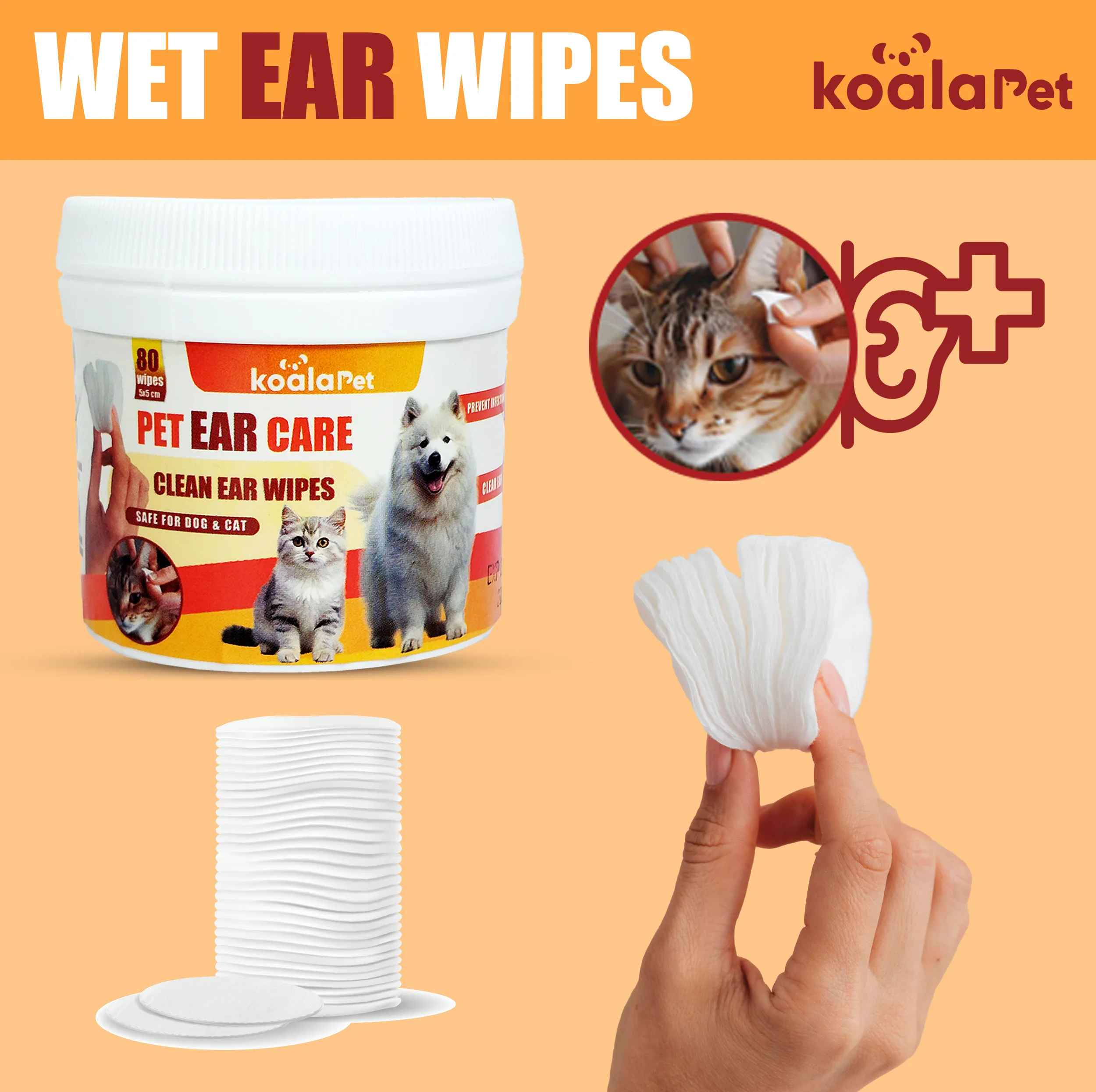 دستمال مرطوب سگ و گربه مخصوص گوش و اطراف چشم کوالاپت مدل  Wipes03 بسته دو عددی