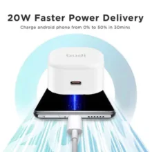 شارژر دیواری 20 وات بودی مدل AC361UTTWS به همراه کابل تبدیل USB-C