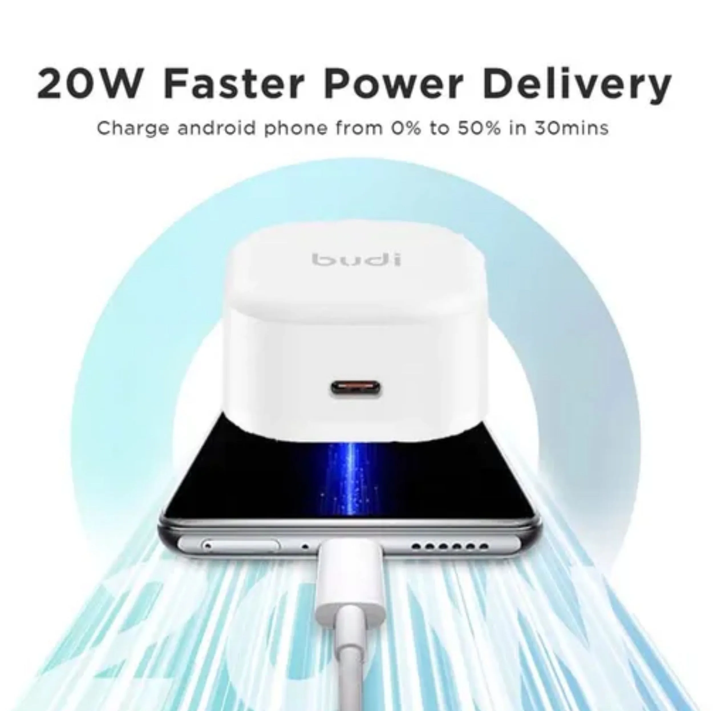 شارژر دیواری 20 وات بودی مدل AC361UTTWS به همراه کابل تبدیل USB-C