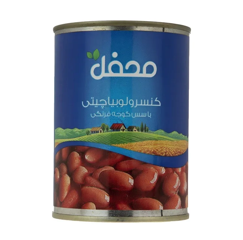 کنسرو لوبیا چیتی محفل در سس گوجه فرنگی - 380 گرم بسته 12عددی