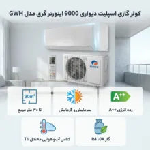 کولر گازی اسپلیت دیواری 9000 اینورتر گری مدل GWH