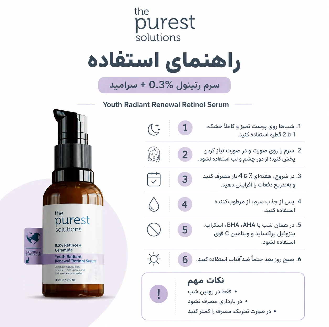 سرم ضدچروک پوست پیورست سولوشن مدل Youth Radiant مناسب برای انواع پوست حجم 30 میلی‌لیتر
